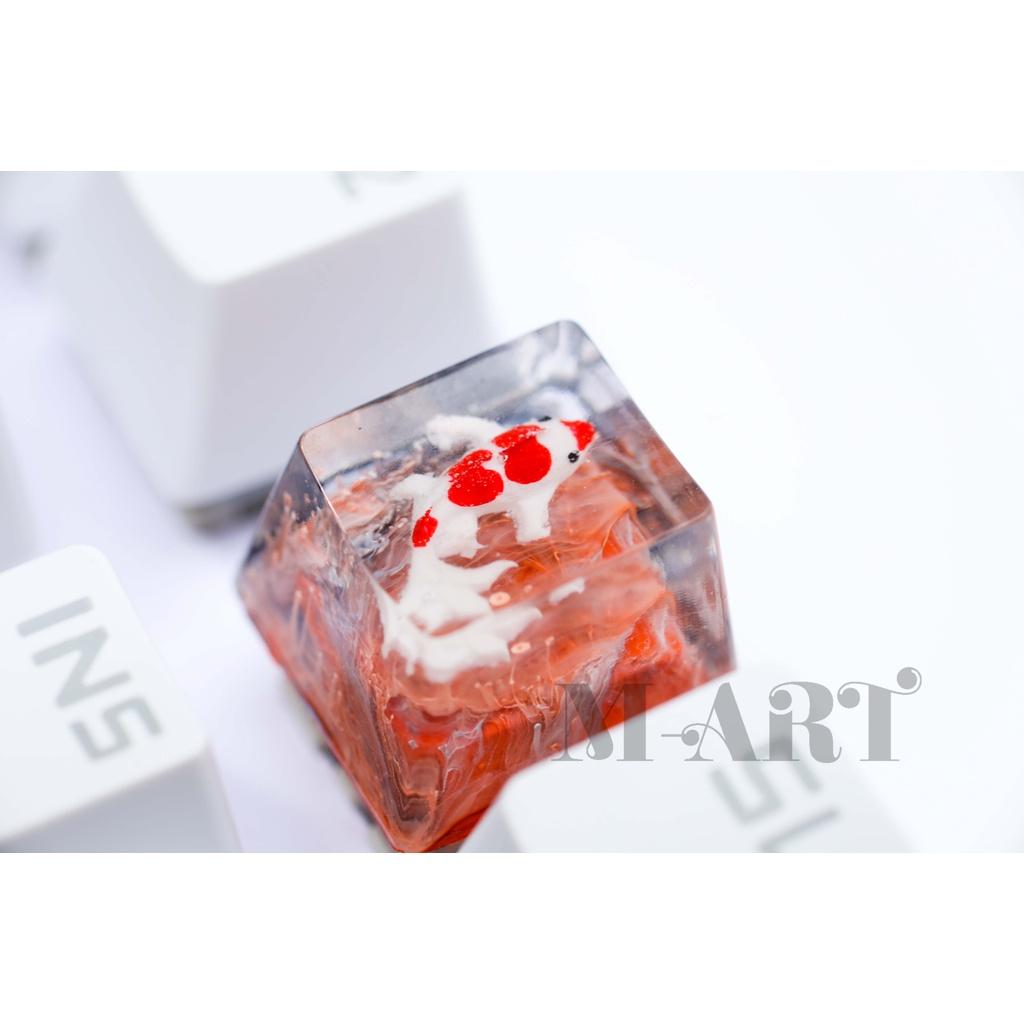 Nút dành cho bàn phím cơ cá koi phối màu san hô tiểu cảnh - Fishes Koi Keycap artisan handmade