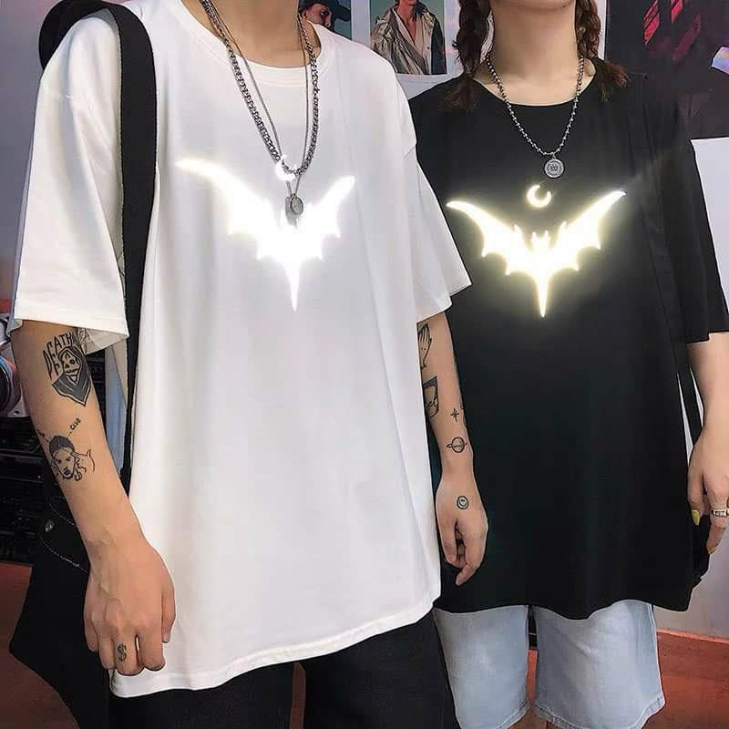 Áo thun phản quang con dơi cực chất from rộng cá tính cotton 4 chiều dày mịn đẹp,áo thun phản quang cá heo mặc đôi mặc nhóm phom rộng chất cotton