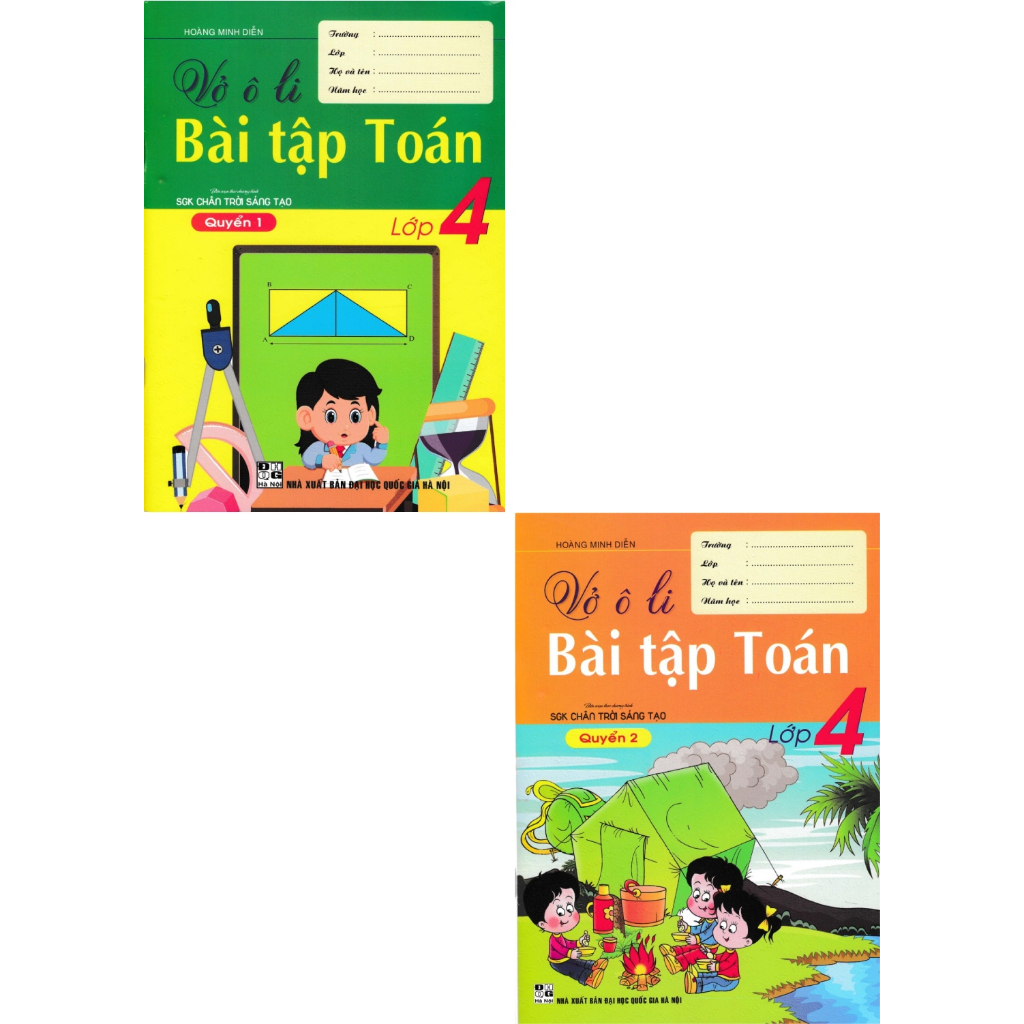 Combo vở ô li bài tập toán lớp 4 - quyển 1 + 2