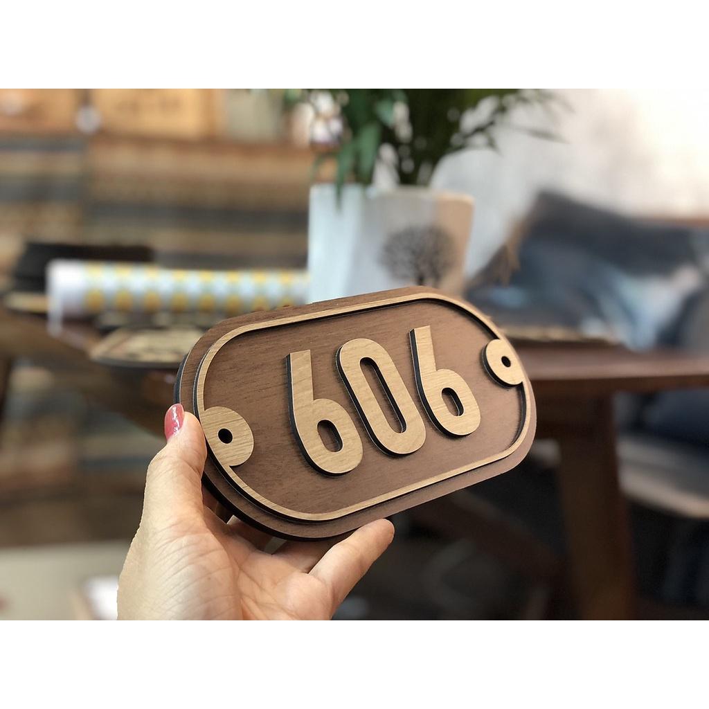 Bảng, biển số phòng khách sạn, Size 20*10cm gỗ, số dán nổi, nhận thiết kế kích thước nội dung theo yêu cầu