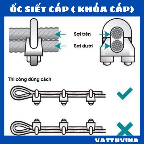 Ốc siết cáp - khóa cáp - cóc kẹp cáp - size 3mm, 5mm, 6mm, 8mm, 10mm, 12mm