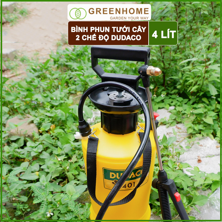 Bình Tưới Cây Dudaco, GreenHome, 4 Lít, Phun Xa 2 Chế Độ, Bơm Nhẹ Tay, Tưới Cây Phun Sương, Bền, Đẹp