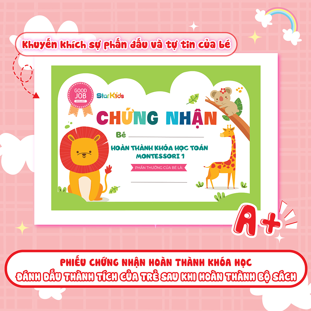 Combo Học Toán Montessori 1, 2, 3, 4 ( Phát triển trí tuệ 4+)