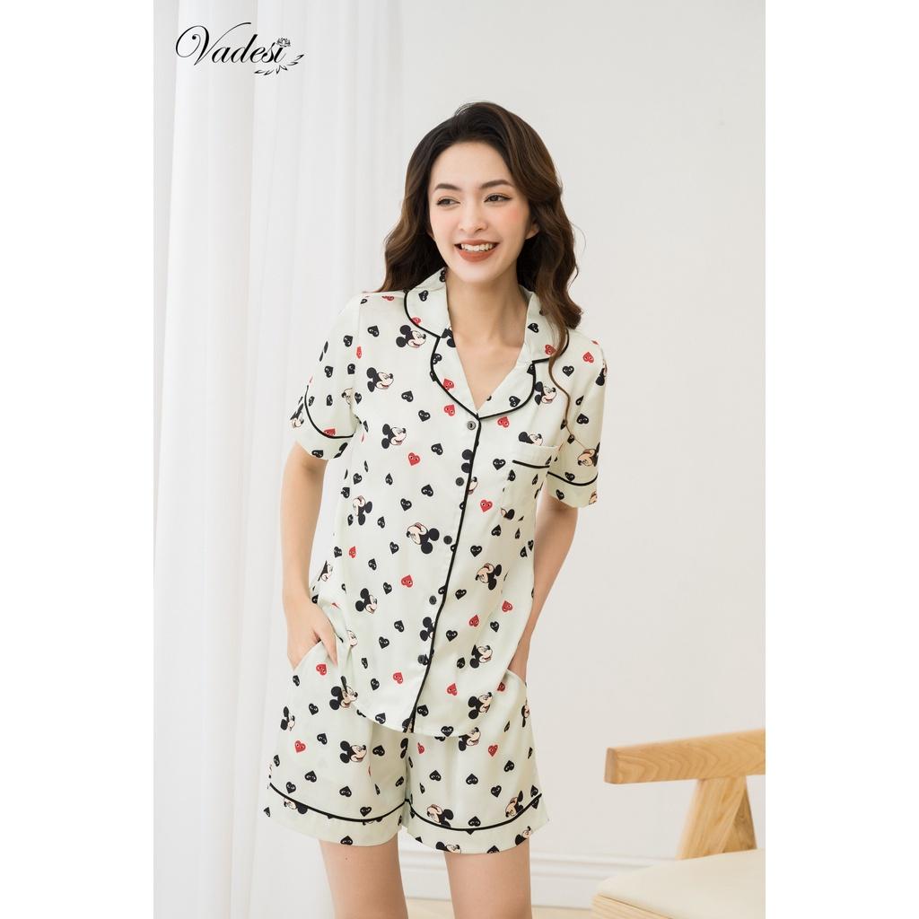 Bộ Pijama Đùi Nữ - Vadesi, Đồ Mặc Nhà Lụa Luxury Cao Cấp Họa Tiết Đẹp