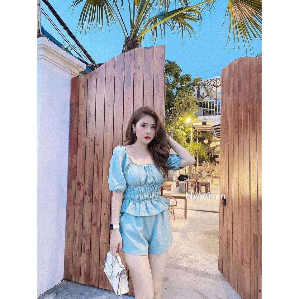Set bộ đồ nhún eo kèm quần siêu hot