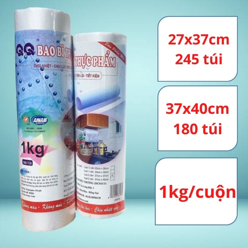 Túi đựng thực phẩm Detoco chịu nhiệt, chịu lực, tiện lợi, tiết kiệm 1kg/cuộn.