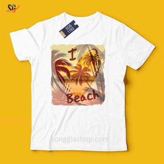 Áo Thun I Love Beach - Thun Cotton - Đủ size Nam Nữ SGS1193