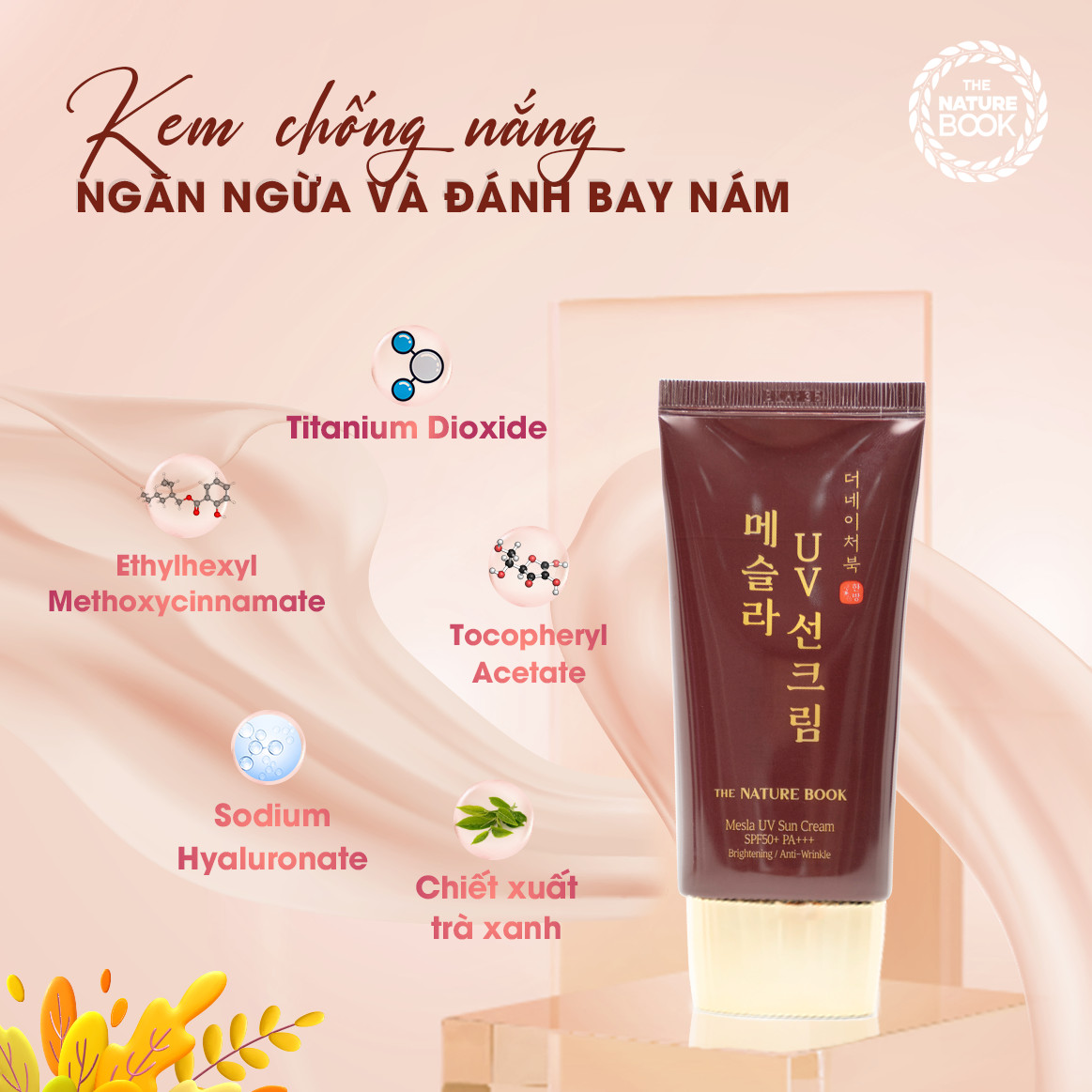 Kem chống nắng ngừa nám The Nature Book Mesla UV Sun Cream SPF50+ PA+++ 50g