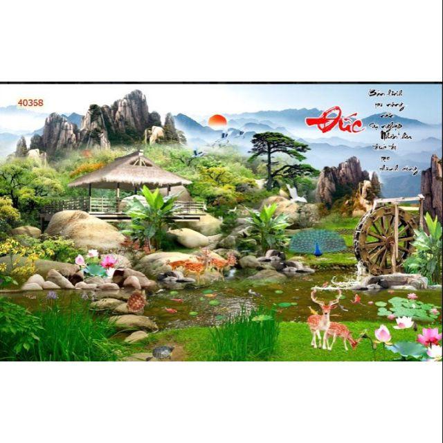 Tranh dán tường 3D Vải Lụa phong thủy