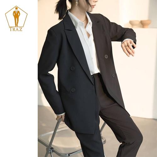 Áo blazer Nữ TRAZ 2 lớp Áo vest khoác Ngoài Màu Đen, Xanh, Nâu form rộng Unisex Hàn quốc sang chảnh