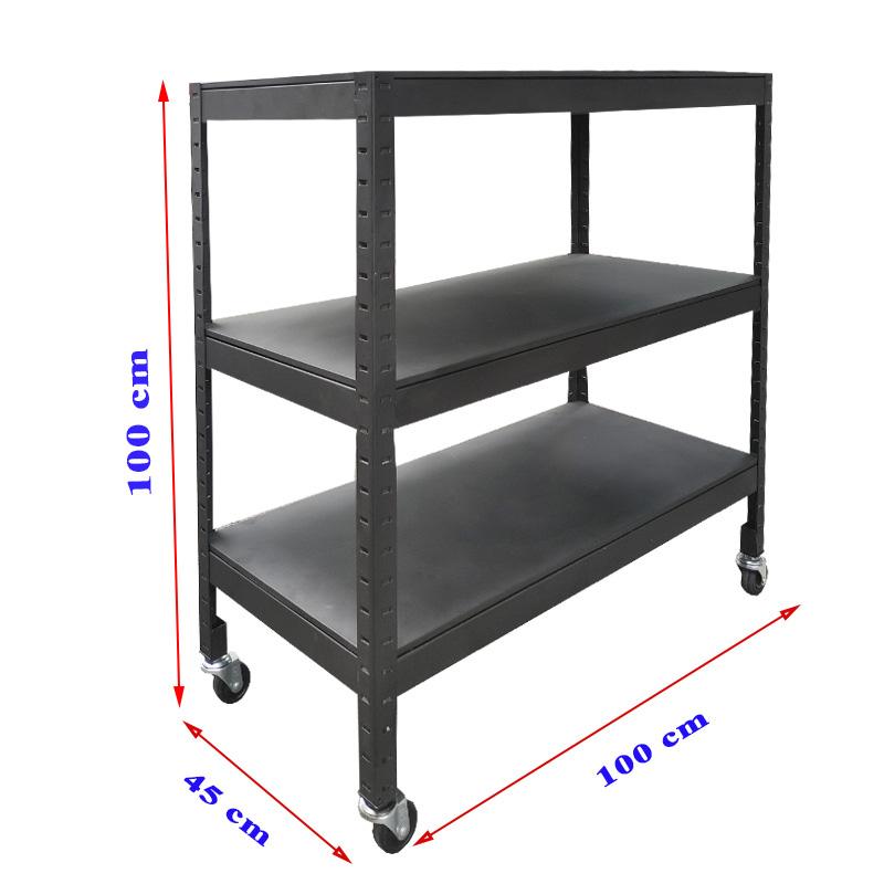 Kệ có bánh xe 3 tầng đa năng 100cm màu đen