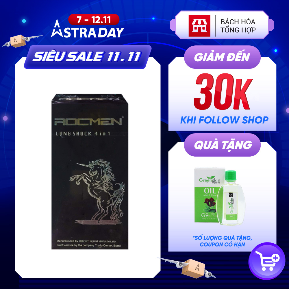 Bao cao su Rocmen Long Shock - Kéo dài thời gian - Hộp 12 cái