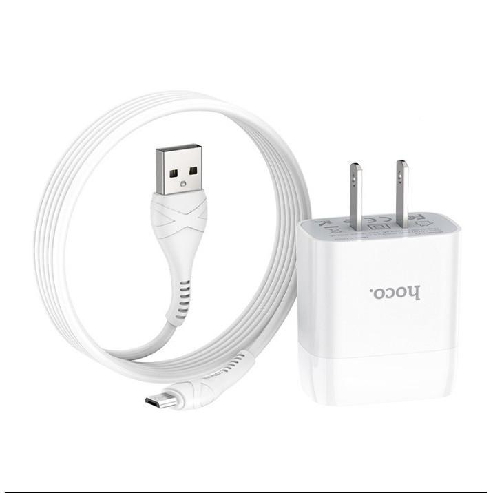 bộ cốc sạc 2 cổng kết nối và dây sạc nhanh hoco c73 micro usb cho samsung và các mày chạy android - hàng chính hãng