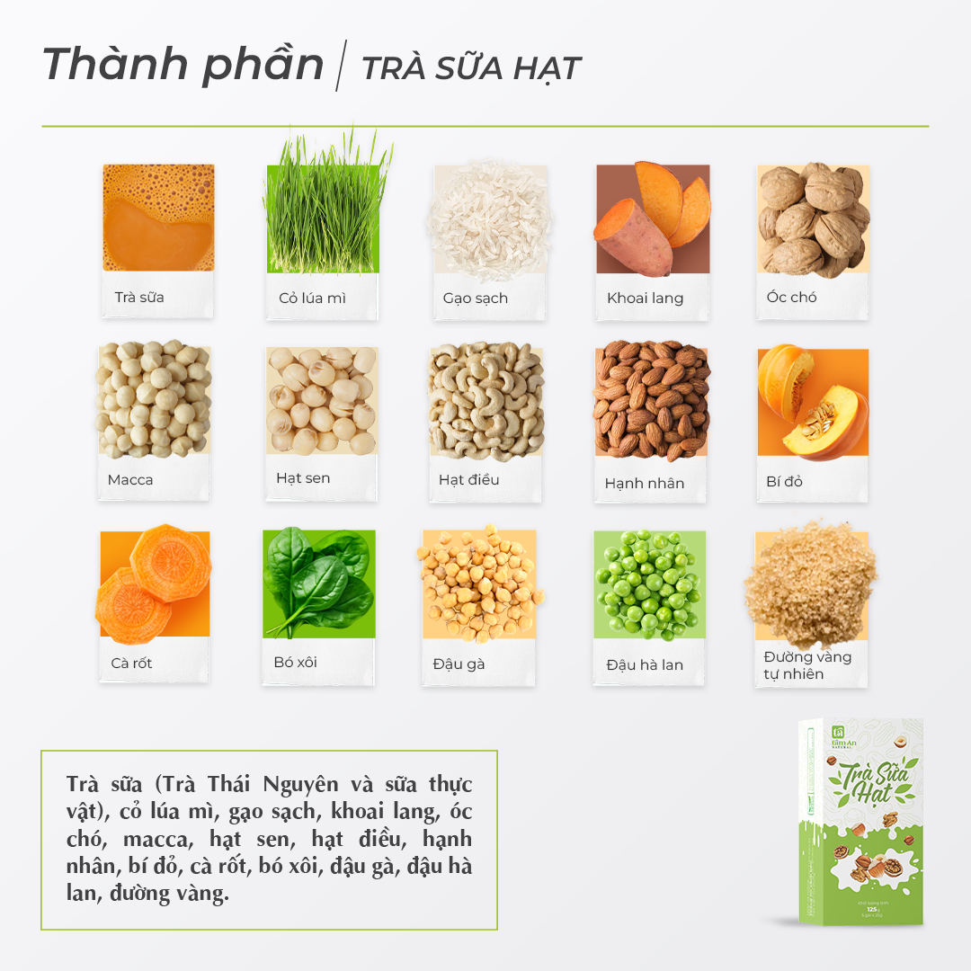 TRÀ SỮA HẠT DINH DƯỠNG DÀNH CHO NGƯỜI GIẢM CÂN (5 gói/Hộp 125g)