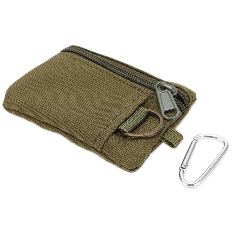 Mini Key Card Case nhẹ EDC Molle Pouch Nylon với Carabiner cho ngoài trời