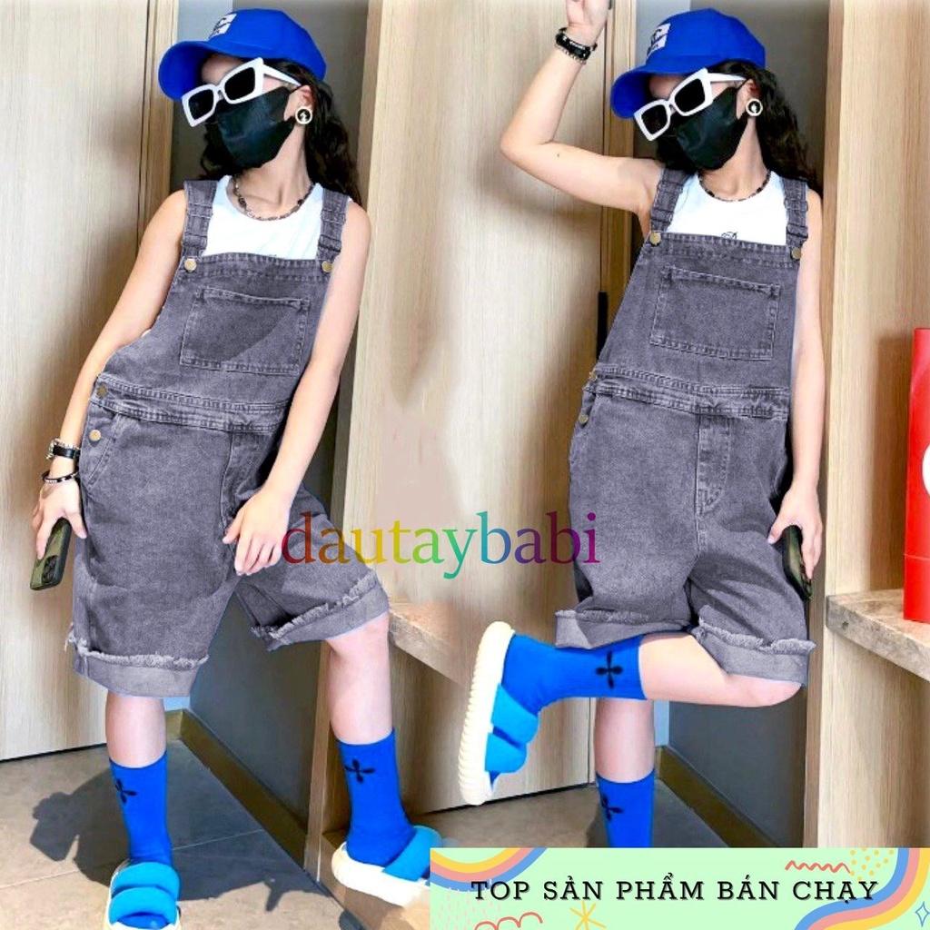 Yếm Jean lửng bé gái yếm bò bé gái jean co giãn phong cách Hàn Quốc năng động cho bé 12-42kg(không kèm áo)