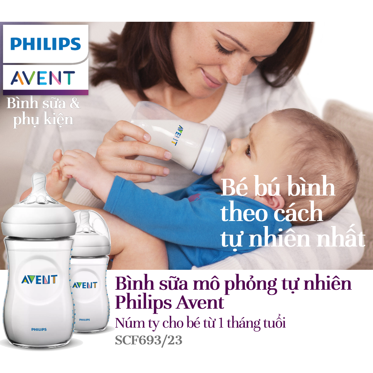 Bộ 2 Bình Sữa Bằng Nhựa Không Có BPA Philips Avent SCF693/23