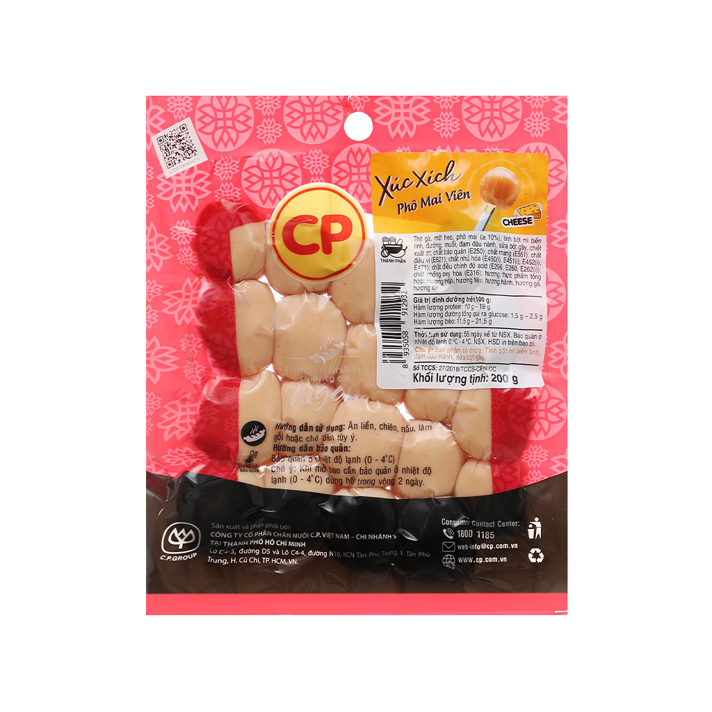 [Chỉ Giao HCM] - Xúc xích Phô mai viên CP - Loại 200g