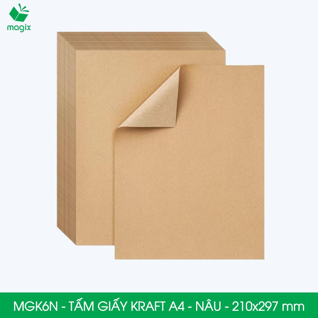 MGK6N - A4 - 70 gsm - 100 tờ giấy kraft nâu - Dùng gói hàng, bọc quà, làm nháp, chèn lót chống sốc