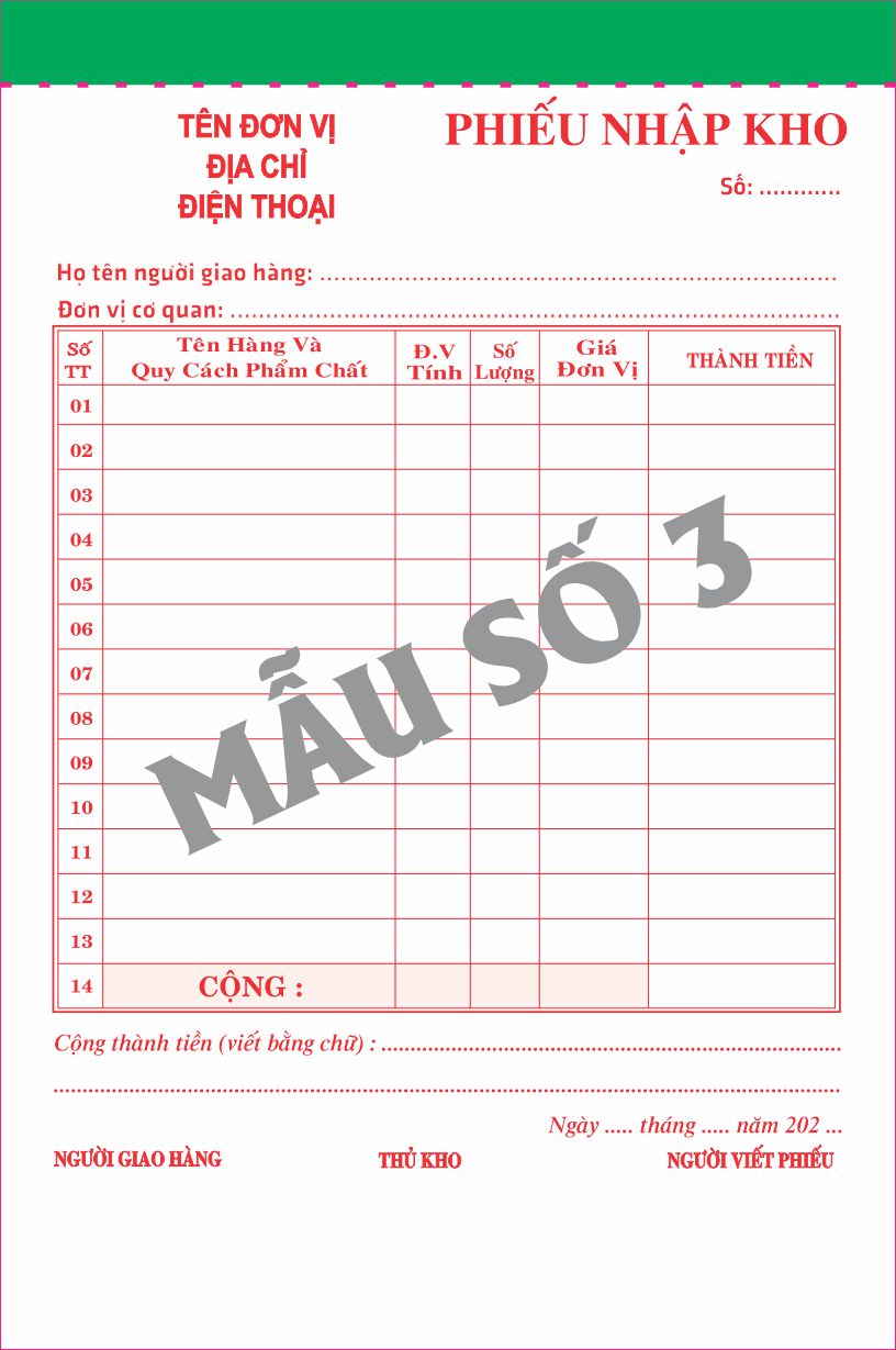 Phiếu Nhập Kho 1 liên-block 10-chọn mẫu in tên