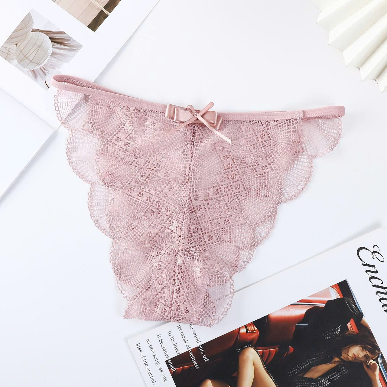 Quần Lót Ren Sexy Vicci QV.40 Chun Hông Đính Nơ Gợi Cảm, Tạo Đường Cong Quyến Rũ Freesize