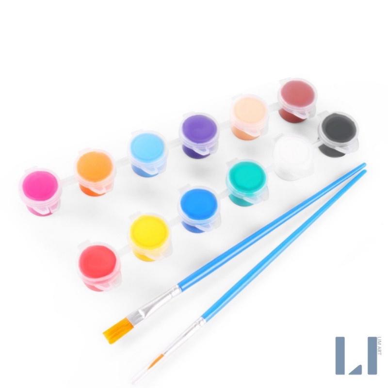 Bộ 8/12/18/24/36/48 màu acrylic 3ml tặng kèm cọ vẽ. Màu vẽ acrylic chuyên dụng vẽ tranh, quần áo, giày, vẽ đất sét,…
