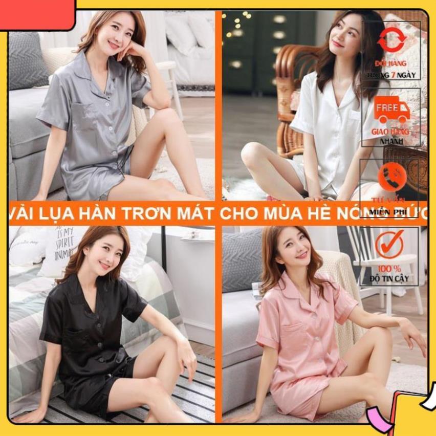 Bộ Pijama Lụa Ngắn Cộc Tay Nữ Cao Cấp MADELA, Pijama Lụa Nữ Mùa Hè, Đồ bộ mặc nhà nữ