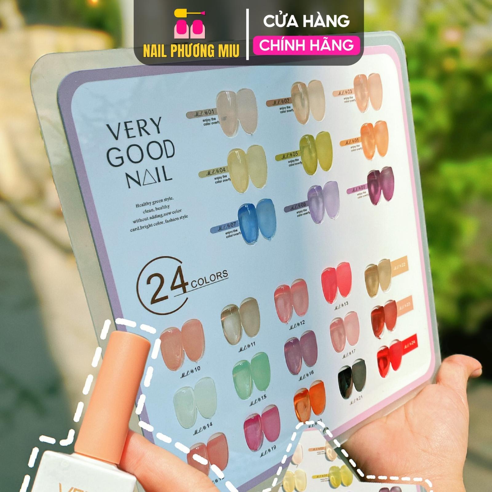 Set Sơn Thạch Very Good Nail 24 Màu Đậm Đặc, Tặng Bảng Màu Cao Cấp, Lên Màu Chuẩn Làm Nail Phương Miu Nữ Women