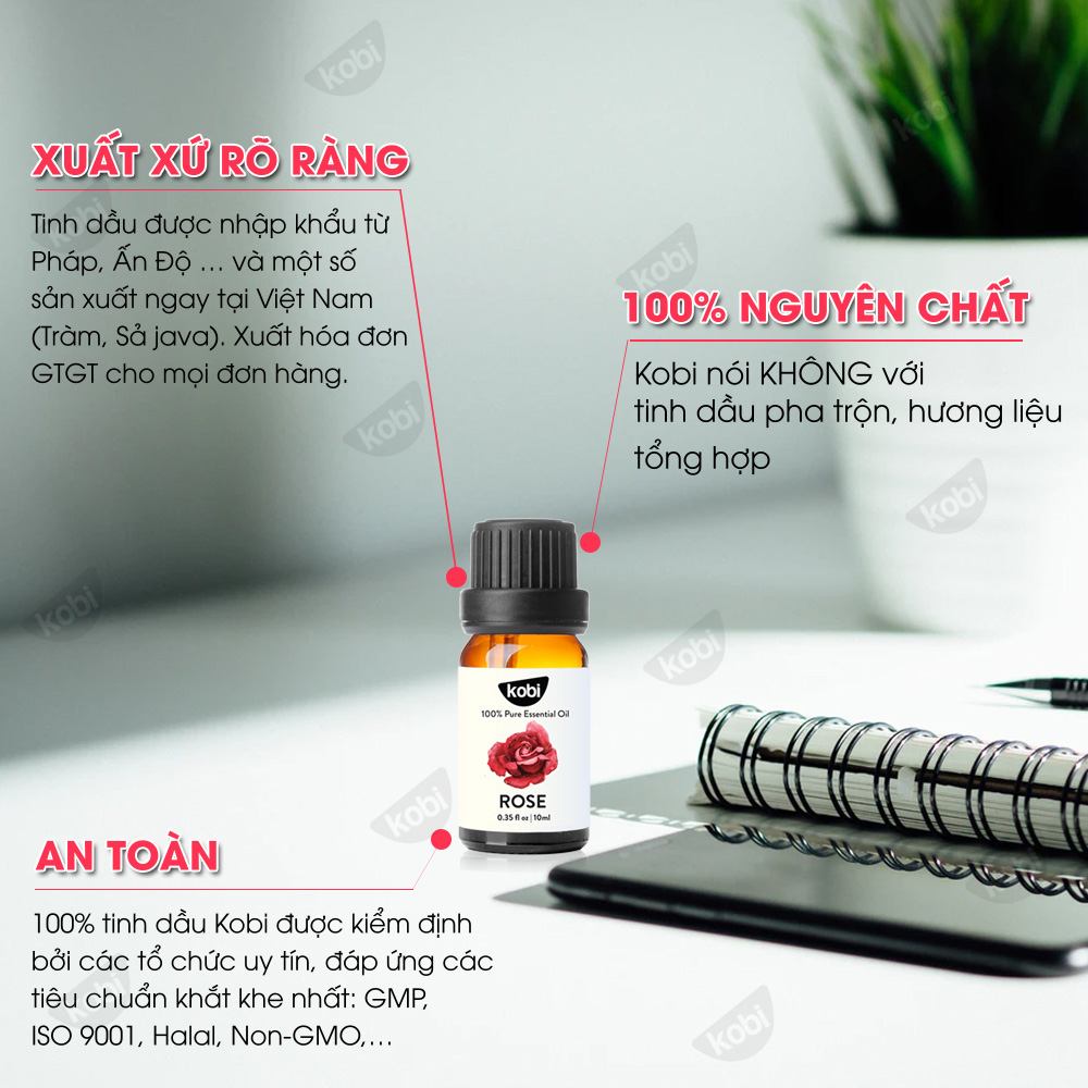 Tinh Dầu Hoa Hồng Kobi Rose Essential Oil Giúp Làm Trắng Da, Se Khít Lỗ Chân Lông - 5ml