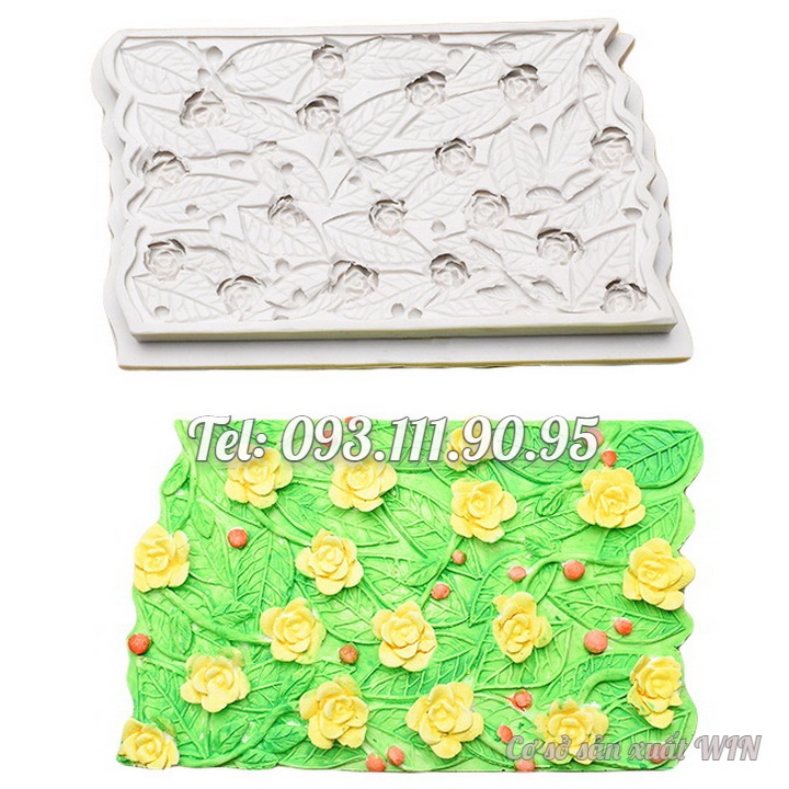 Khuôn silicon làm viền bánh, rau câu hoa hồng cành – Mã số 1911