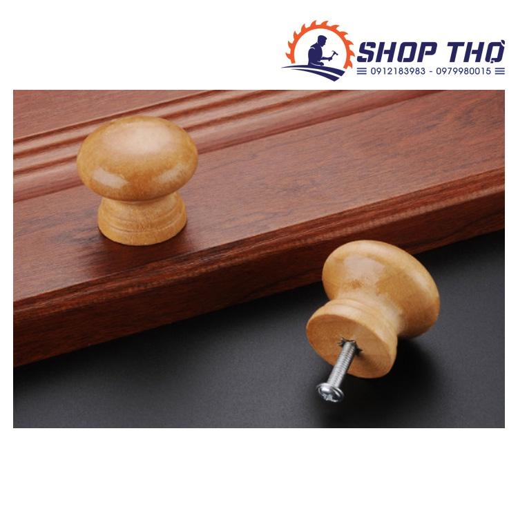 Núm gỗ màu gỗ sơn bóng lắp cánh tủ nội thất