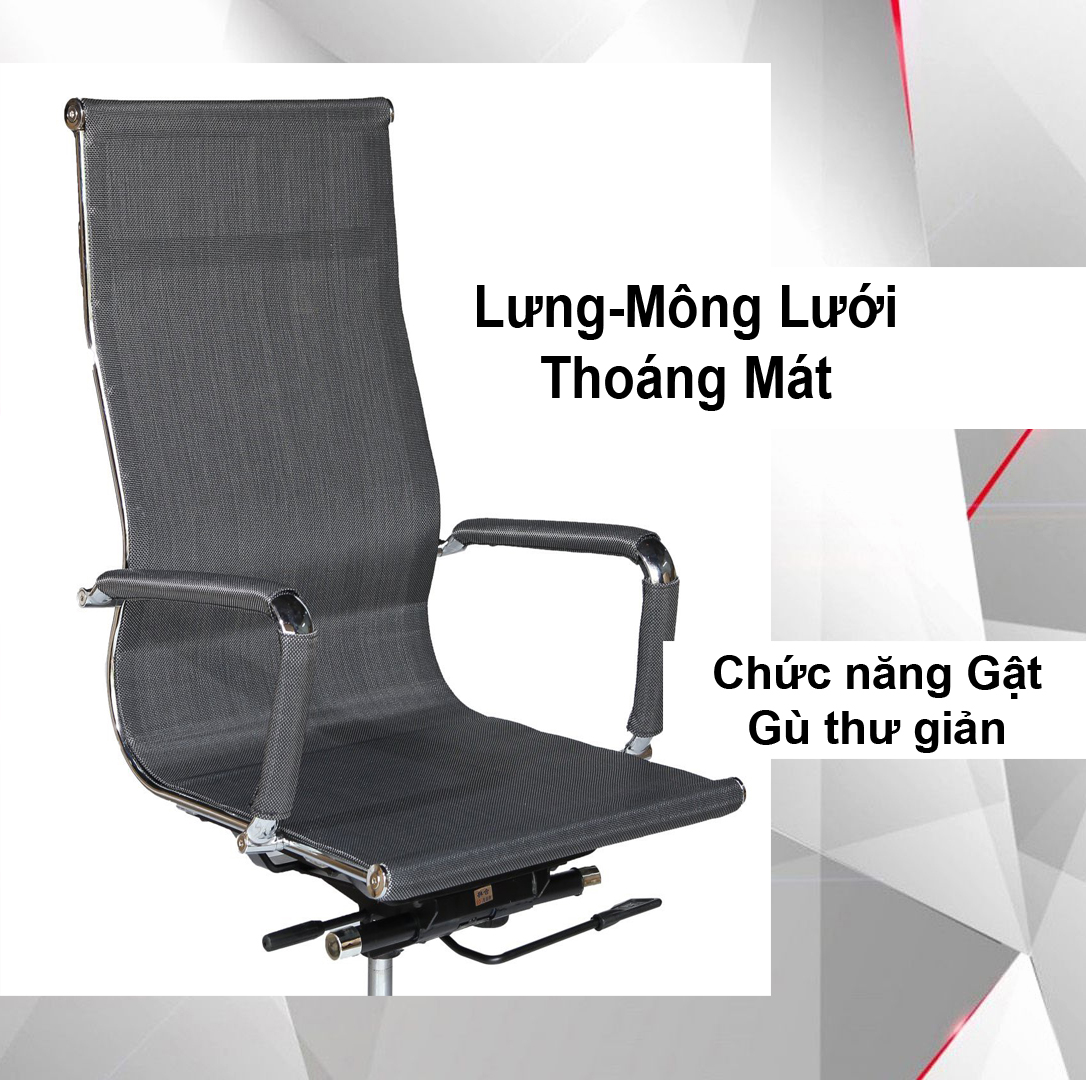 Ghế Trưởng Phòng Lưới ,Văn Phòng Chân Xoay Lưng Cao Siêu Mát AZP801