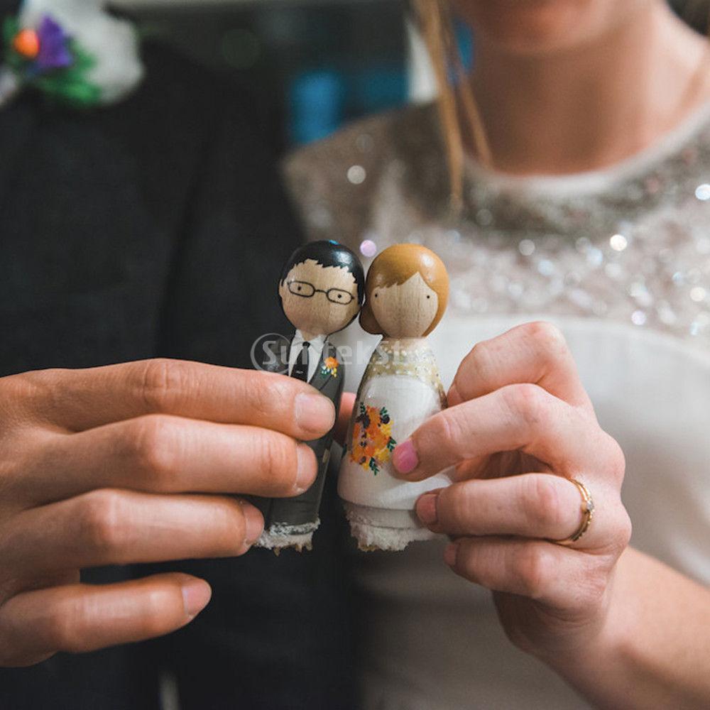 40 Pieces/Set Solid Hard Wood People 43mm Natural Unfinished Wooden Family Wood Peg Dolls Ready for Paint or Stain Wedding Cake Topper