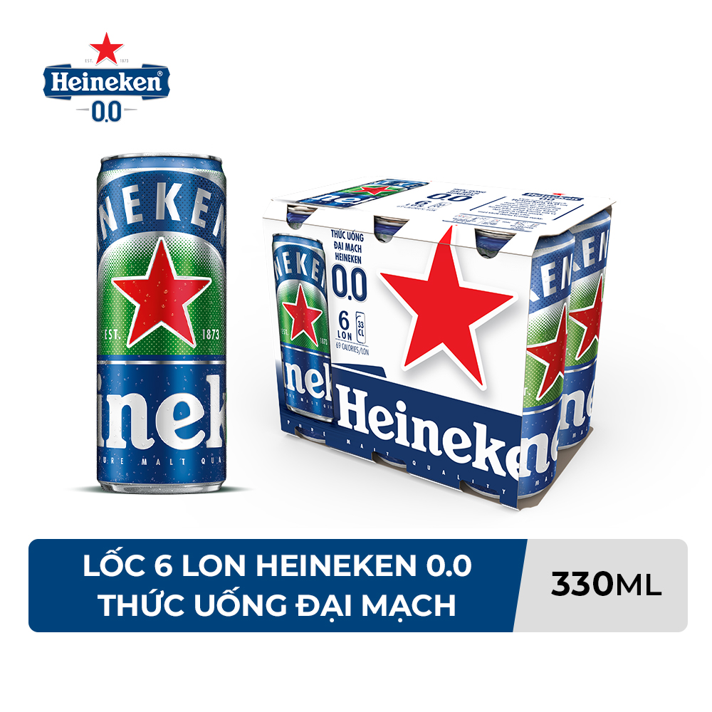 Lốc 6 Lon Thức Uống Đại Mạch Heineken 0.0 330ml