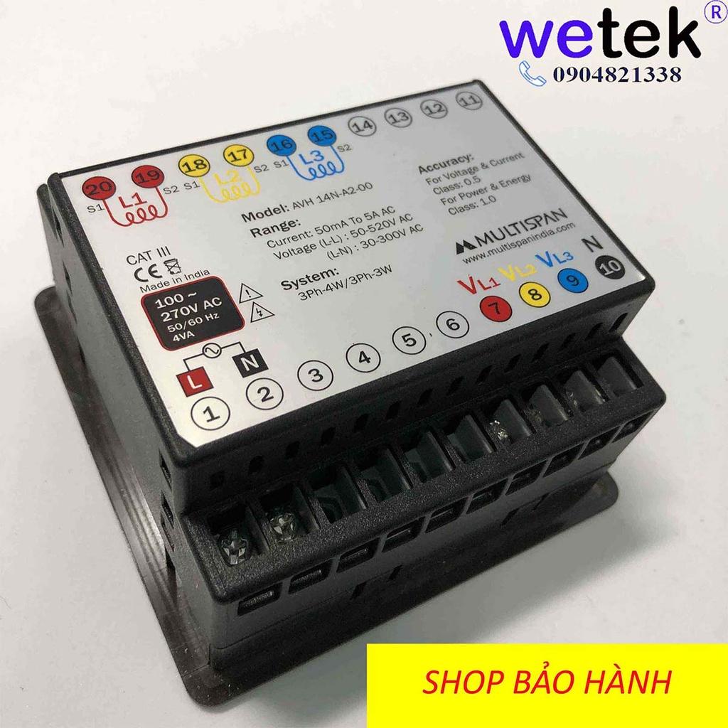 Multispan AVH-14N Đồng hồ đa chức năng 3 pha , màn LED siêu sáng, chính xác 0.5, RS485, 100Vac~270Vac