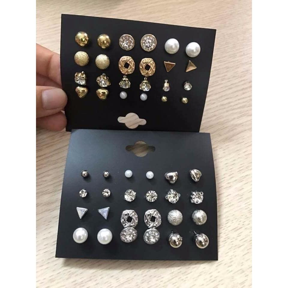 Set 12 đôi bông tai 1 vỉ