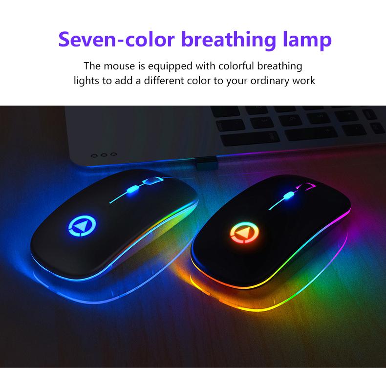 Chuột Không Dây USB Sạc RGB Cho Máy Tính Laptop Máy Tính Im Lặng LED Backlit Công Thái Học Chơi Game Bluetooth Quang