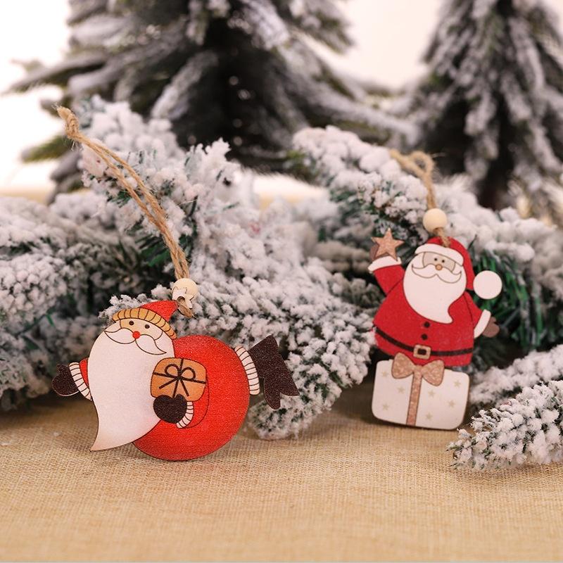 Set 2 búp bê gỗ hình ông già noel trang trí giáng sinh