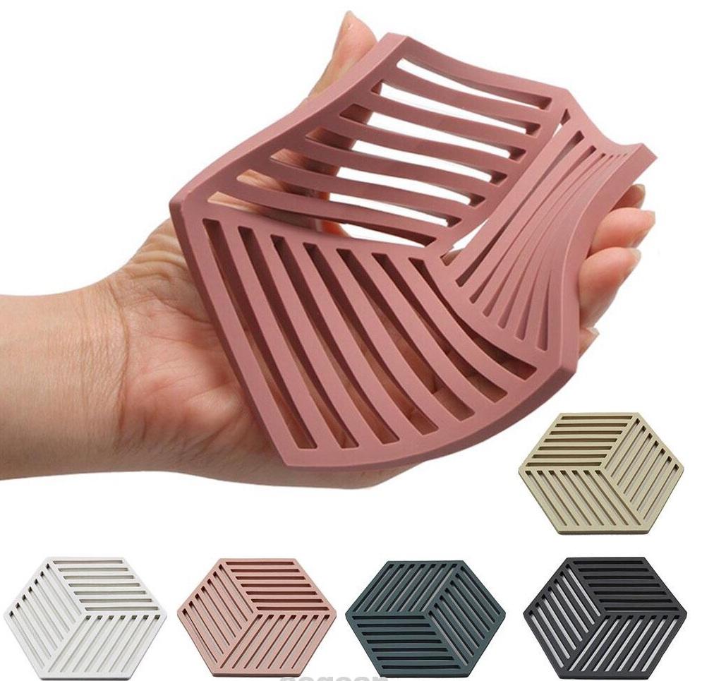 5 Miếng lót nồi silicon chịu nhiệt tốt hình lục giác chống trượt thân thiện với môi trường -giao màu ngẫu nhiên