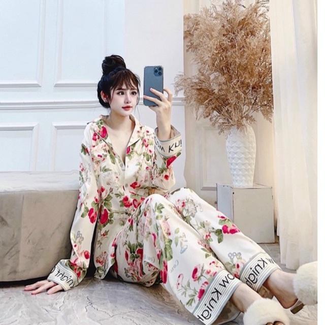 BỘ PIJAMA LỤA CAO CẤP MULISI HỒNG BUN GA RI