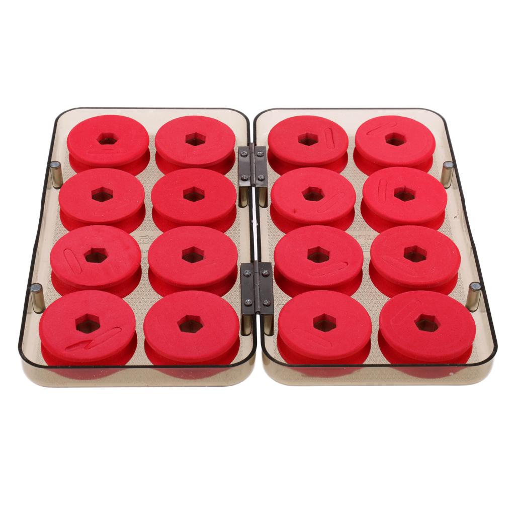 16pcs Foam Fishing Main Line Bobbin Spools Tackle Plastic Storage Box Case