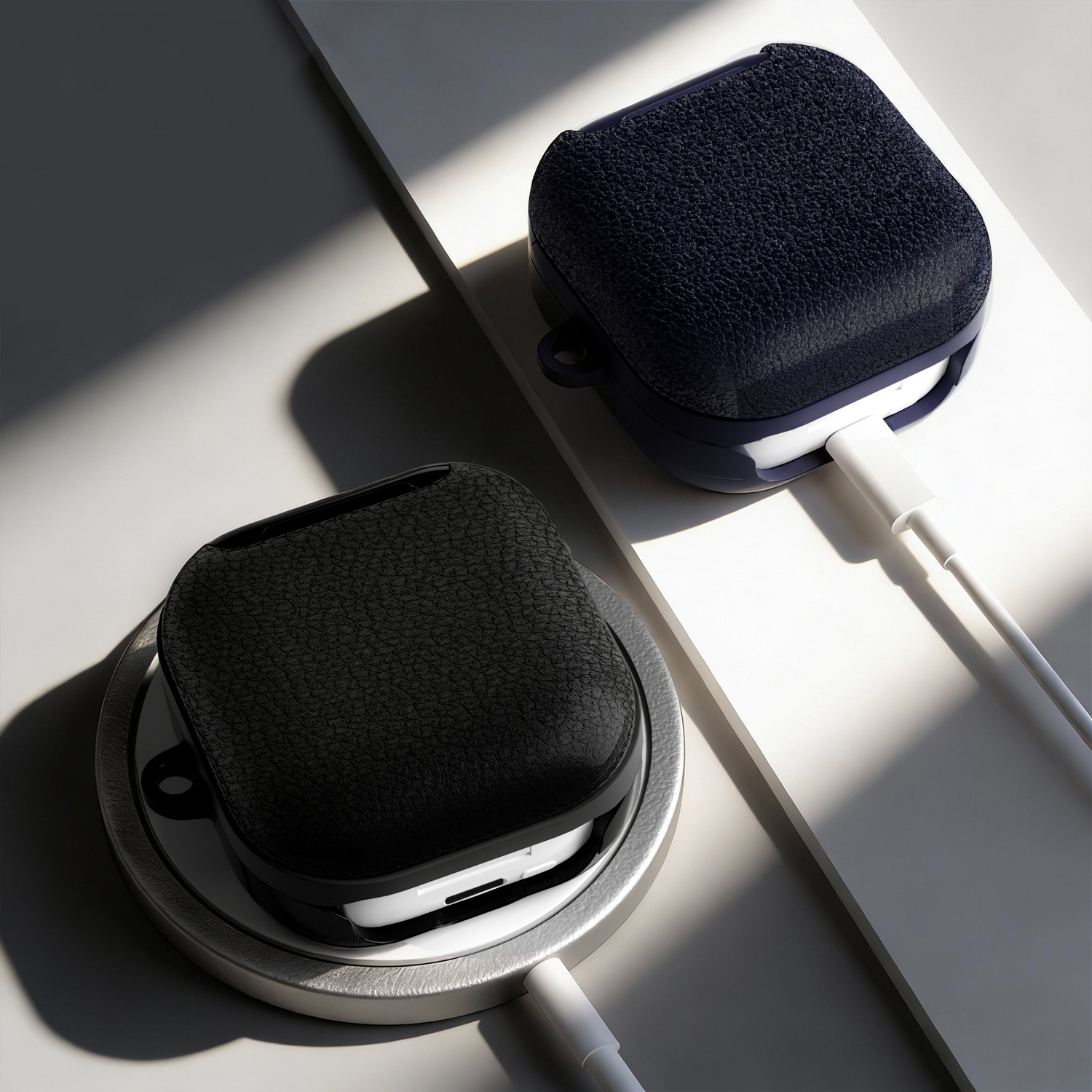 Ốp TPU Vân Da Sần Có Khóa Giá đỡ điện thoại cho Samsung Galaxy Buds 4 / Buds 4 Pro - Hàng Chính Hãng