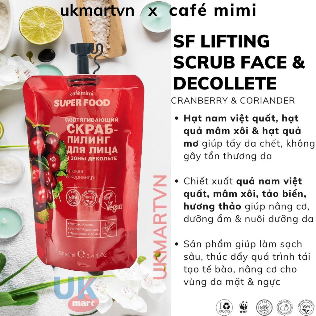 Tẩy Tế Bào Chết CAFÉ MIMI Nâng Cơ cho Da Mặt Và Vùng Ngực Cranberry & Coriander 100ml