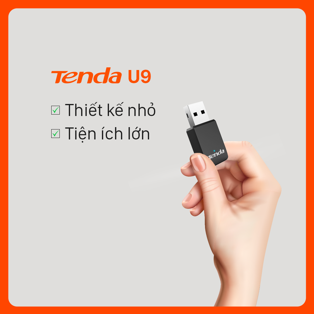 Tenda USB kết nối Wifi U9 chuẩn AC tốc độ 650Mbps - Hàng Chính Hãng