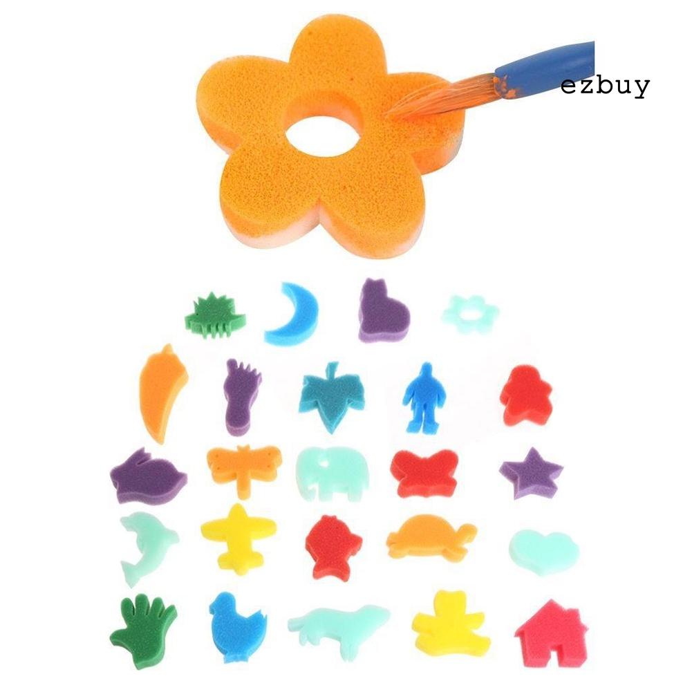 EY-24Pcs Animal Palm Drawing Sponges Kids Art Craft Painting Home Educational Toys