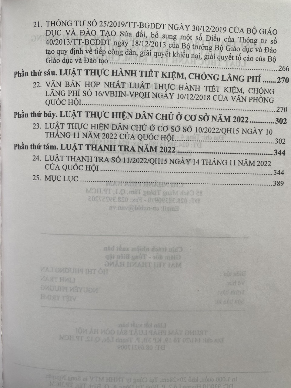 Luật Thanh tra - Luật Phòng chống tham nhũng - Luật Thực hiện dân chủ ở cơ sở - Luật Thực hành tiết kiệm chống lãng phí