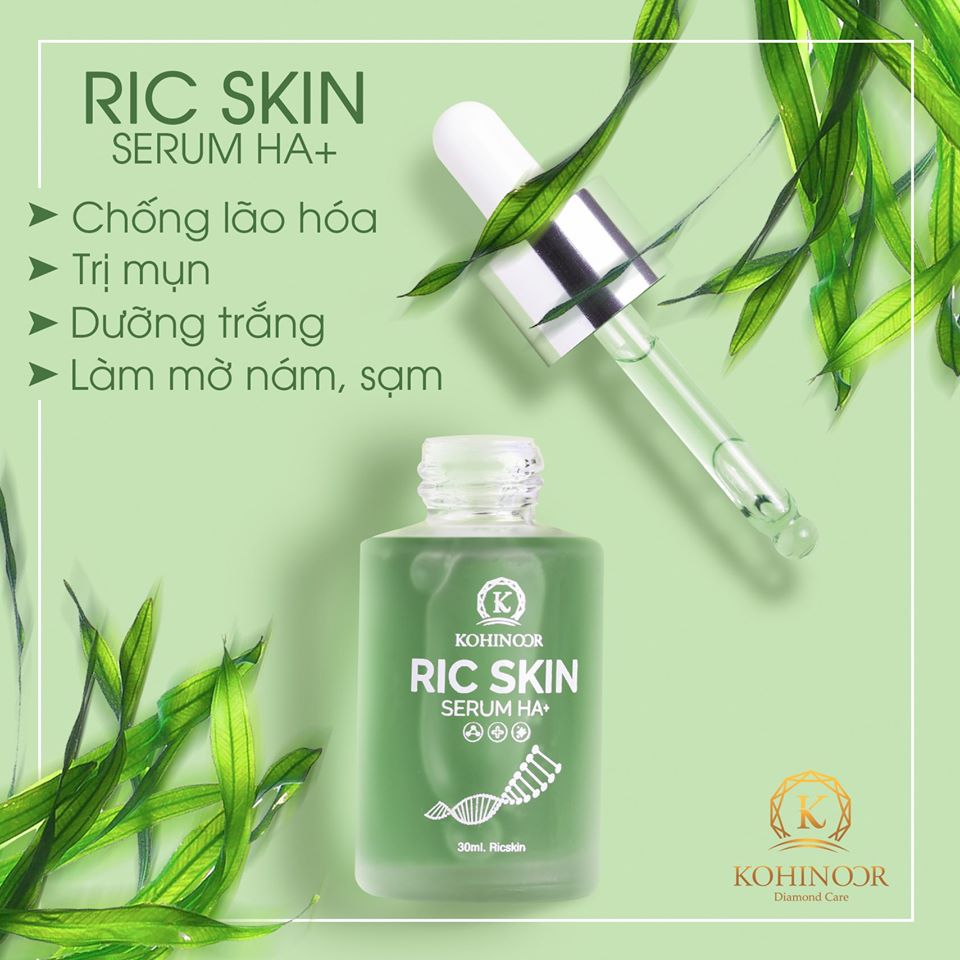 Hộp RIC SKIN SERUM HA+ - Ngăn ngừa lão hóa, hỗ trợ trị mụn, dưỡng trắng da, mờ thâm nám.