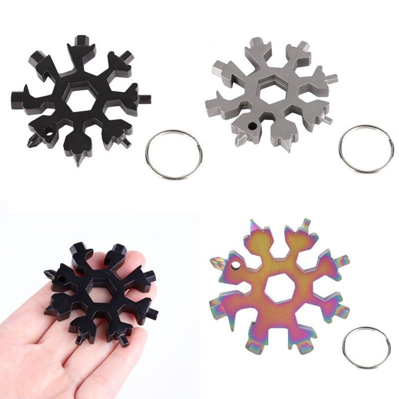 Móc Khóa Đa Năng Vặn Ốc Hình Bông Tuyết - Cờ Lê 18 in 1 Nhỏ Gọn Tiện Dụng