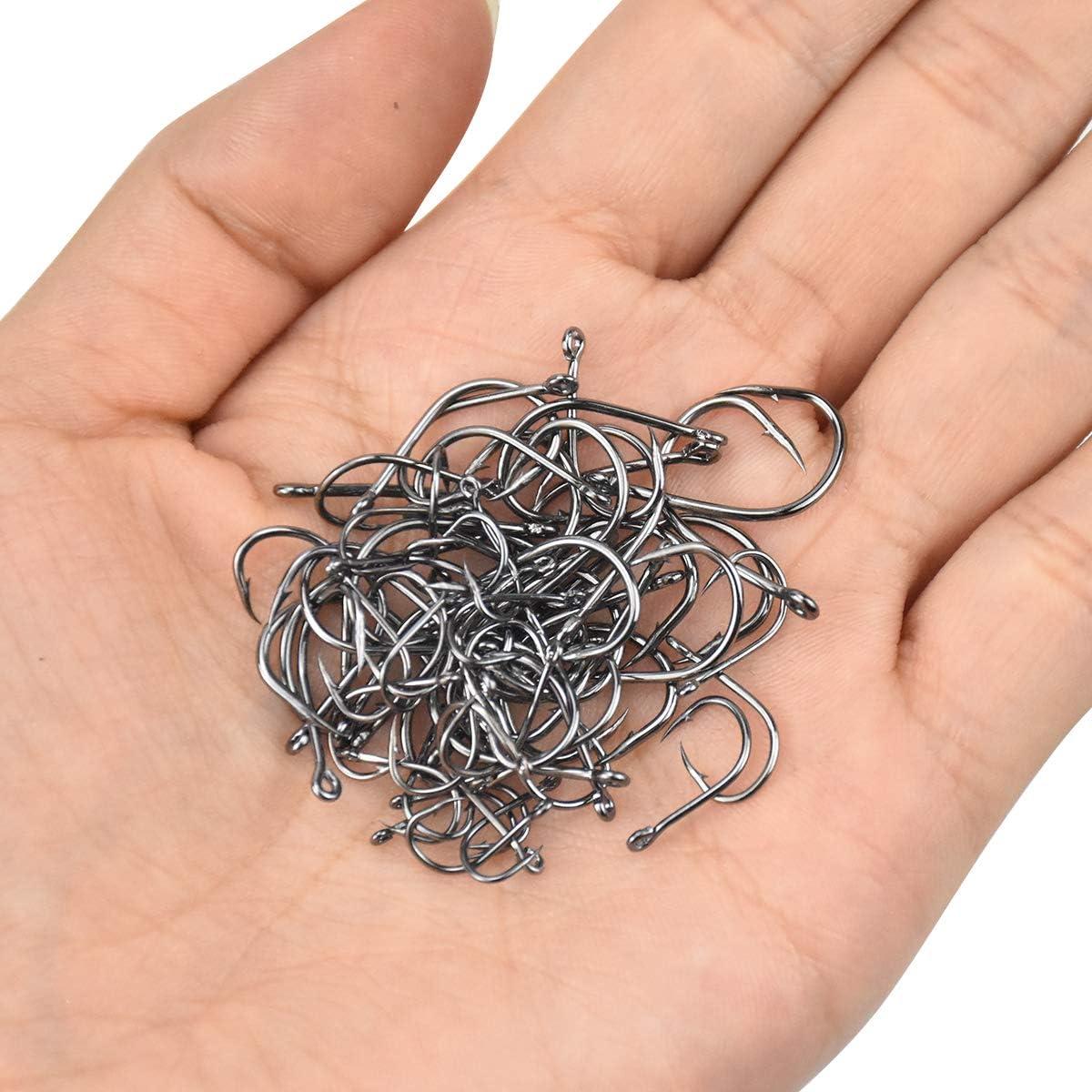 500pcs Câu cá câu cá trong thép thép carbon bằng thép với móc nướng Barbillon với 10 kích cỡ với hộp lưu trữ cho cá nước ngọt