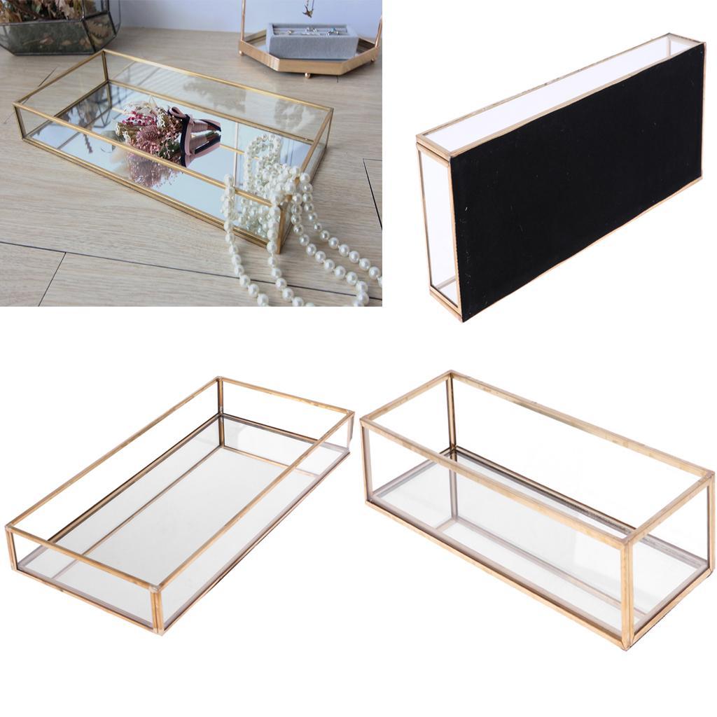 2 Vintage Glass Jewelry Tray with Brass Edge Jewelry Holder Wedding Favors